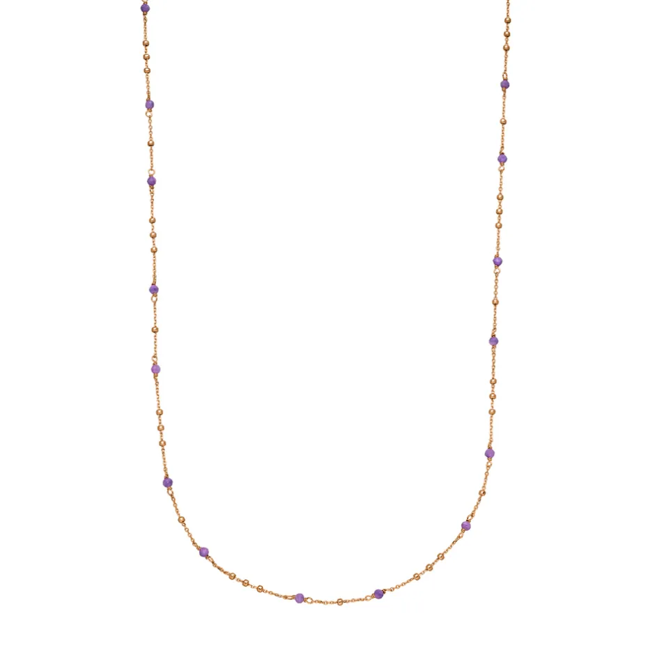 halskette_flying_gems_ame_0-2.webp Halskette Flying Gems, Amethyst, 90cm, 18 Karat Rosegold vergoldet-LEAF Fashion
