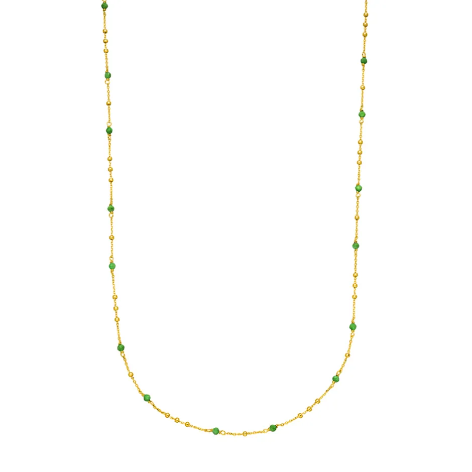 halskette_flying_gems_grn_0-1.webp Halskette Flying Gems, Grüner Achat, 90cm, 18 Karat Gelbgold vergoldet-LEAF Discount