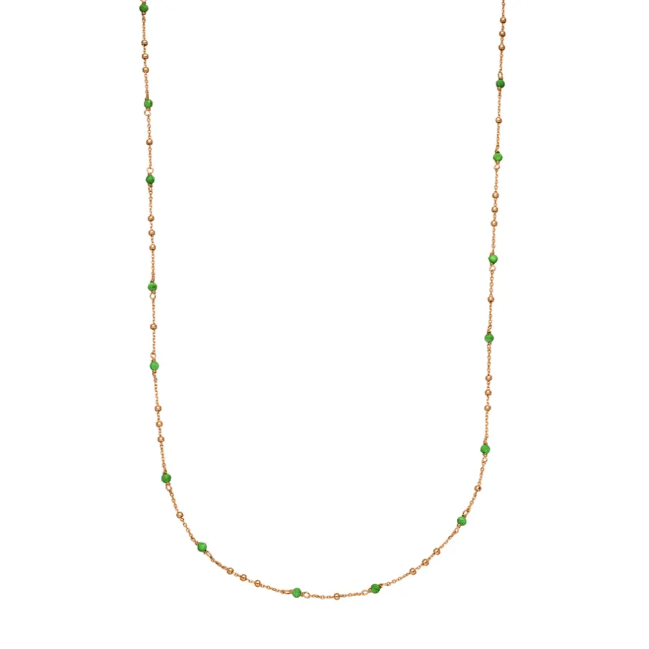 halskette_flying_gems_grn_0-2.webp Halskette Flying Gems, Grüner Achat, 90cm, 18 Karat Rosegold vergoldet-LEAF Best