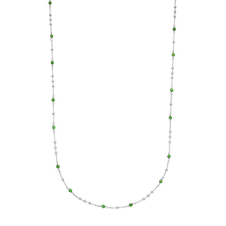 halskette_flying_gems_grn_0.webp Halskette Flying Gems, Grüner Achat, 90cm, 925 Sterlingsilber-LEAF Sale