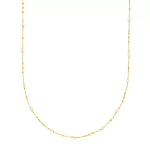 Halskette Flying Gems, Perle, 90cm, 18 Karat Gelbgold vergoldet-LEAF Best