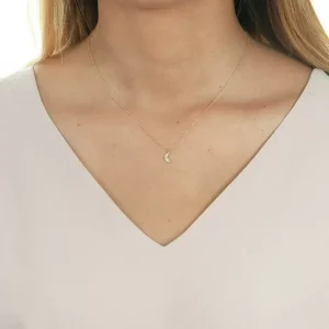Halskette Halbmond, 18 Karat Rosegold-LEAF Fashion