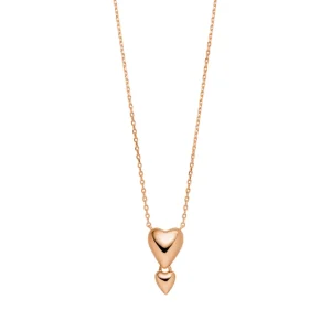Halskette Heart Drops, 18 Karat Rosegold vergoldet-LEAF New
