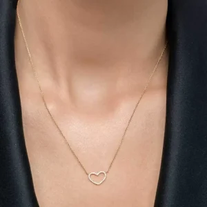 Halskette Heart mit Diamanten, 18 Karat Gelbgold-LEAF Hot