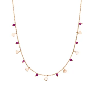 Halskette Hearts Rubin, 18 Karat Rosegold vergoldet-LEAF Sale