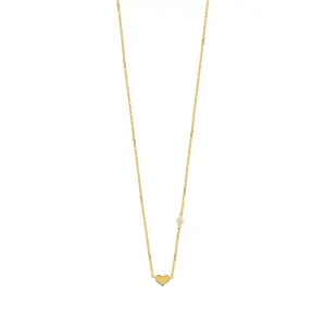 Halskette Herz mit Perle, 18 Karat Gelbgold vergoldet-LEAF Clearance