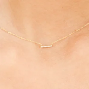 Halskette Horizontal Bar, Diamant, 14 Karat Gelbgold-LEAF Hot