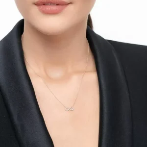 Halskette Infinity mit Diamanten, 18 Karat Rosegold-LEAF Discount