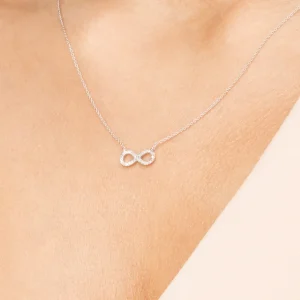 Halskette Infinity mit Diamanten, 18 Karat Weißgold-LEAF Discount