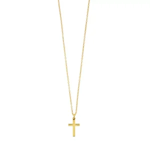 Halskette Kreuz, 18 Karat Gelbgold vergoldet-LEAF Online
