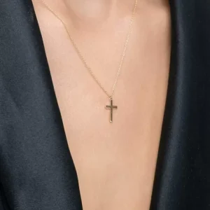 Halskette Kreuz, 14 Karat Gelbgold-LEAF Clearance