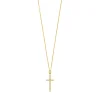 Halskette Kreuz mit Zirkonia, 18 Karat Gelbgold vergoldet-LEAF Clearance