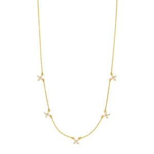 Halskette Flower Charms, 18 Karat Gelbgold vergoldet-LEAF Clearance