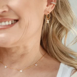Halskette Flower Charms, 18 Karat Rosegold vergoldet-LEAF Clearance