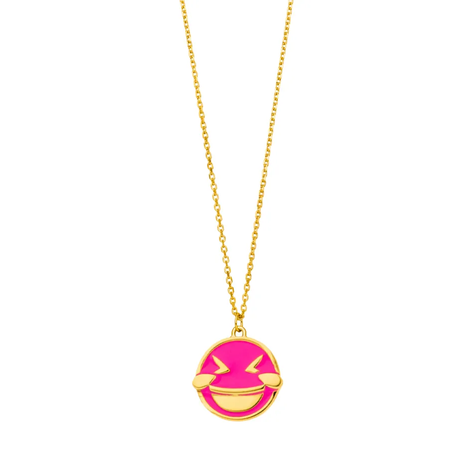 halskette_lol_emoji__kara_0.webp Halskette "LOL" EMOJI, 18 Karat Gelbgold vergoldet-LEAF Discount