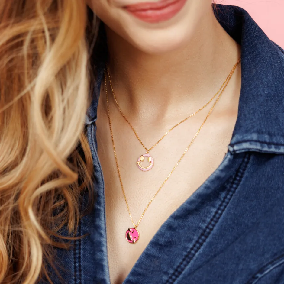 halskette_lol_emoji__kara_1.webp Halskette "LOL" EMOJI, 18 Karat Gelbgold vergoldet-LEAF Discount