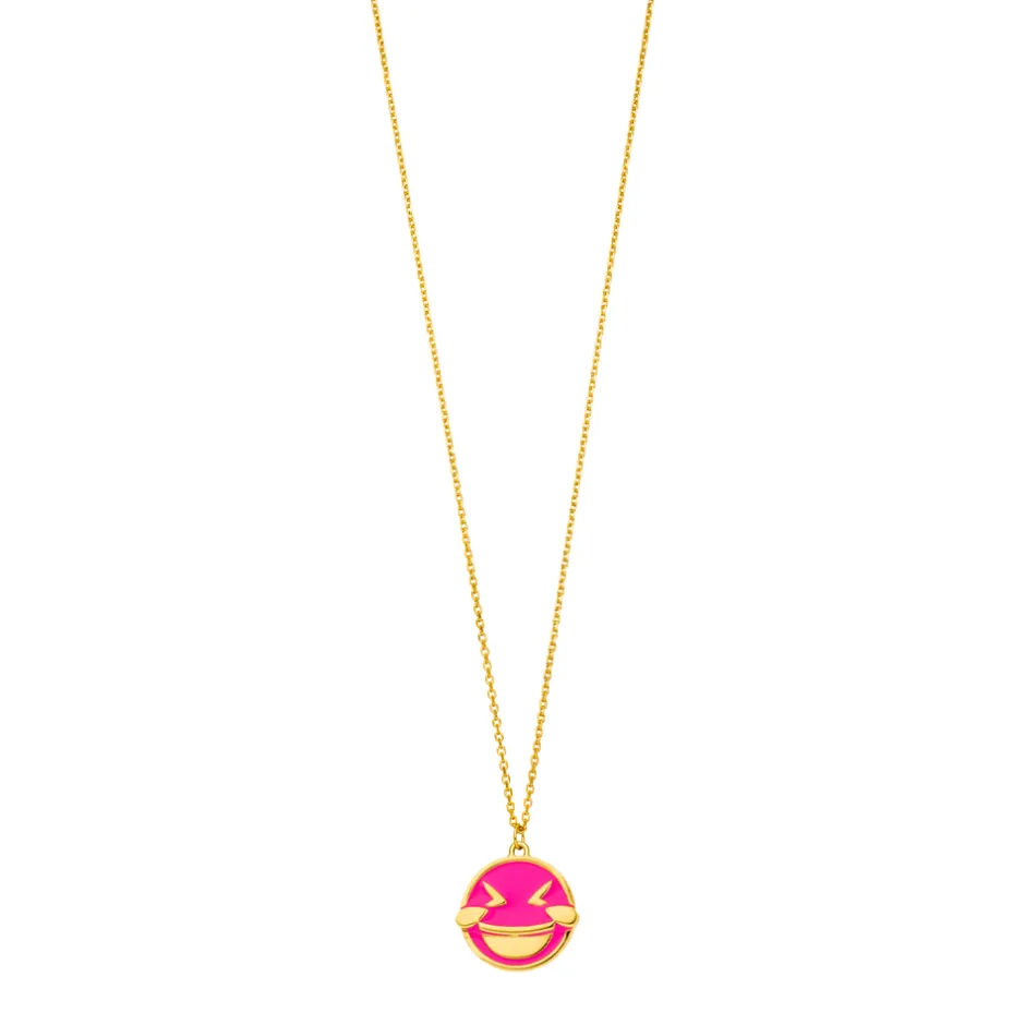 halskette_lol_emoji__kara_3.webp Halskette "LOL" EMOJI, 18 Karat Gelbgold vergoldet-LEAF Discount