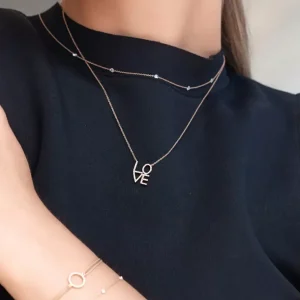 Halskette Love mit Diamanten, 18 Karat Weißgold-LEAF New
