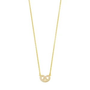 Halskette Mini Brezn mit Zirkonia, 18 Karat Gelbgold vergoldet-LEAF Outlet