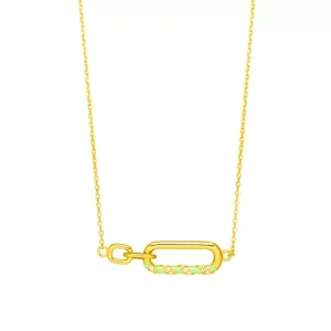 Halskette NEON TWIST, 18 Karat Gelbgold, Grün-LEAF Discount