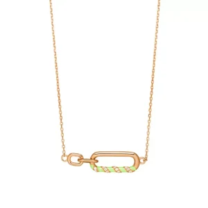 Halskette NEON TWIST, 18 Karat Rosegold, Grün-LEAF Fashion