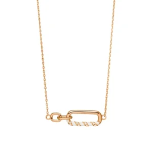 Halskette NEON TWIST, 18 Karat Rosegold, Weiß-LEAF Hot