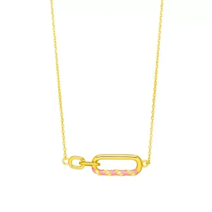Halskette NEON TWIST, 18 Karat Gelbgold, Pink-LEAF Outlet