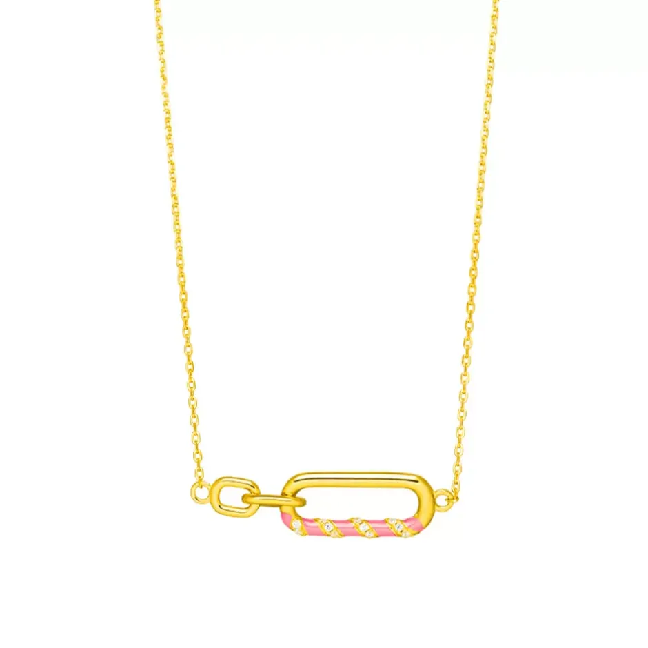halskette_neon_twist__kar_0.webp Halskette NEON TWIST, 18 Karat Gelbgold, Pink-LEAF Outlet