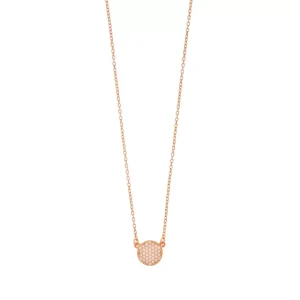 Halskette Pavé mit Zirkonia, 18 Karat Rosegold vergoldet-LEAF Outlet
