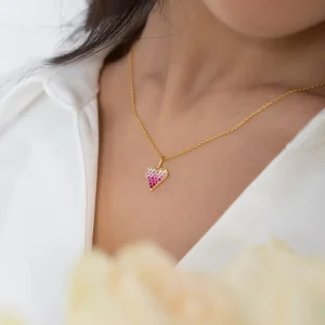 Halskette Pink Valentine, 18 Karat Gelbgold vergoldet-LEAF New