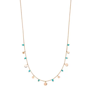 Halskette Platelet Türkis, 18 Karat Rosegold vergoldet-LEAF New