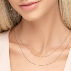 Halskette PURE Double, Diamant, 14 Karat Rosegold-LEAF Sale