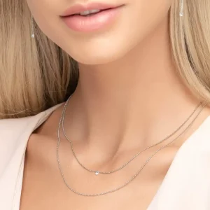 Halskette PURE Double, Diamant, 14 Karat Weißgold-LEAF Clearance