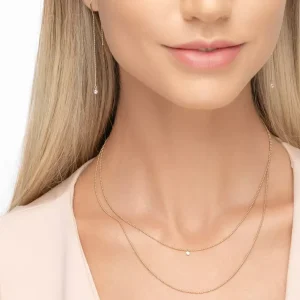 Halskette PURE Double, Diamant, 14 Karat Gelbgold-LEAF Fashion