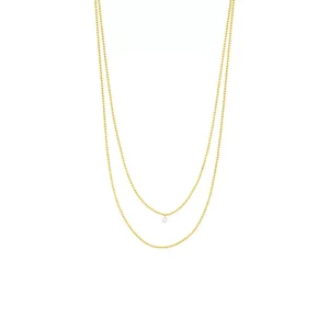 Halskette PURE Double, Diamant, 14 Karat Gelbgold-LEAF Fashion