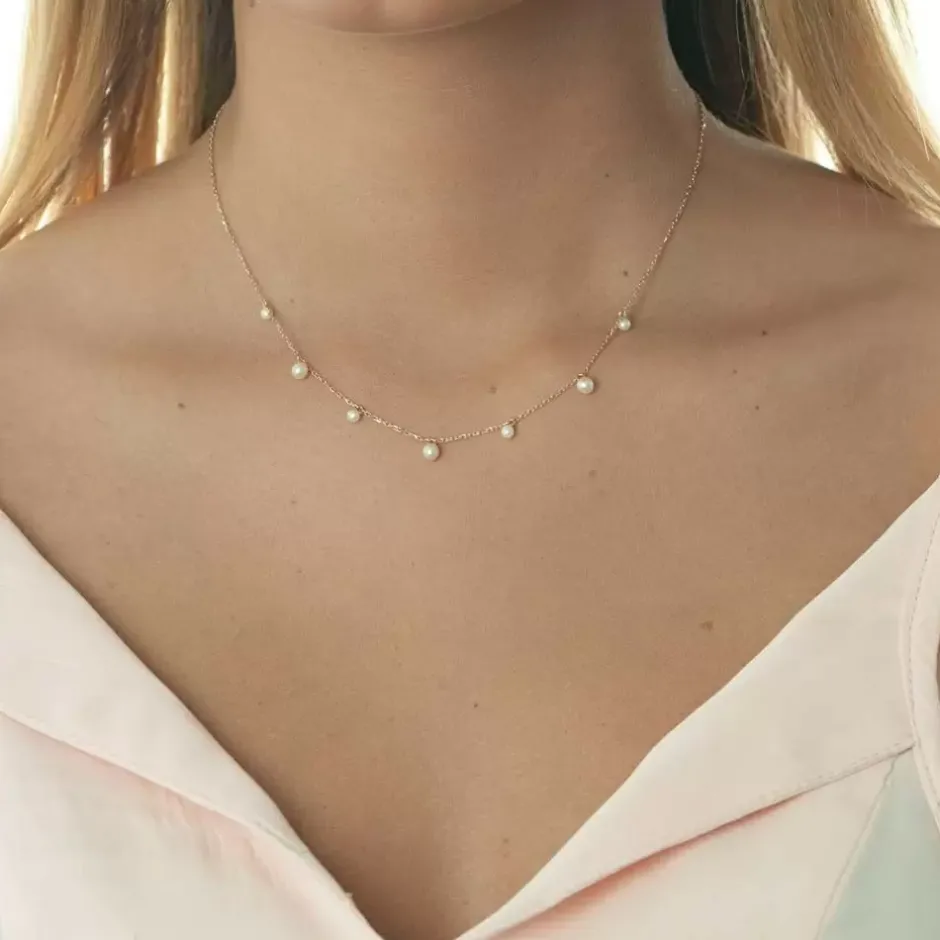 halskette_rain_drop__kara_2-1.webp Halskette Rain Drop, 18 Karat Rosegold vergoldet, Perle-LEAF Online