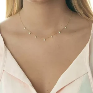 Halskette Rain Drop, 18 Karat Gelbgold vergoldet, Perle-LEAF Discount