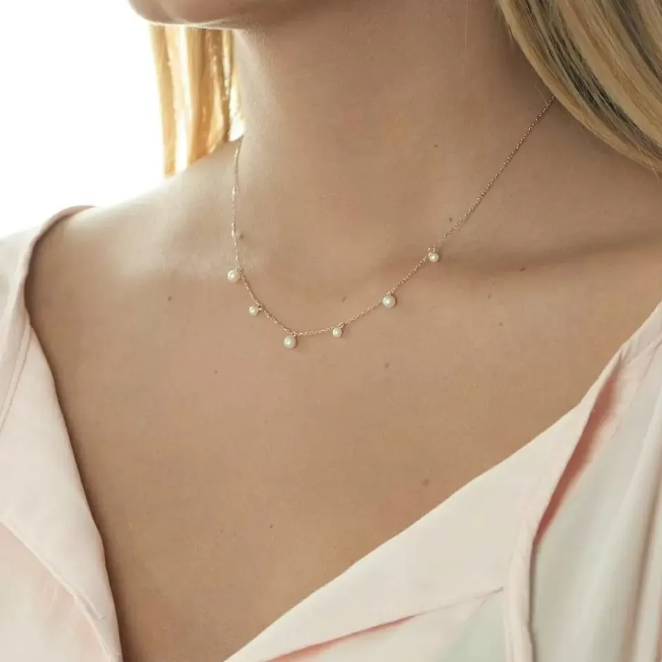 halskette_rain_drop__kara_3-1.webp Halskette Rain Drop, 18 Karat Rosegold vergoldet, Perle-LEAF Online