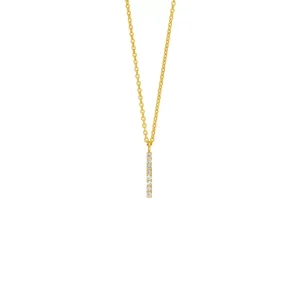 Halskette Small Bar, Diamant, 14 Karat Gelbgold-LEAF Fashion