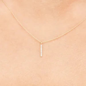 Halskette Small Bar, Diamant, 14 Karat Gelbgold-LEAF Fashion