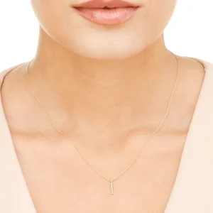 Halskette Small Bar, Diamant, 14 Karat Gelbgold-LEAF Fashion