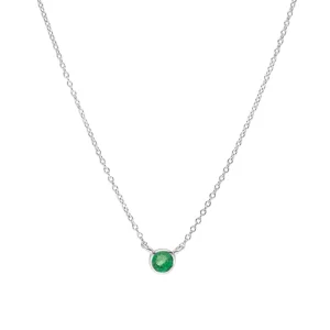 Halskette Smaragd, 14 Karat Weißgold-LEAF Clearance