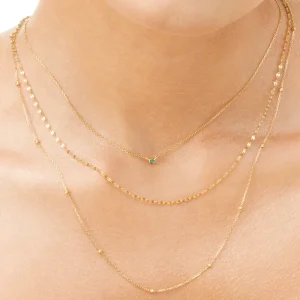 Halskette Smaragd, 14 Karat Weißgold-LEAF Clearance