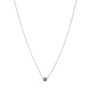 Halskette Smaragd, 14 Karat Weißgold-LEAF Clearance