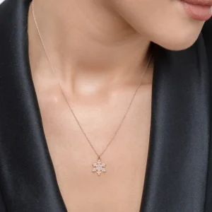 Halskette Snowflake, 18 Karat Rosegold vergoldet-LEAF Best