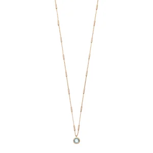 Halskette Solitär, Blauer Topaz, 18 Karat Rosegold vergoldet-LEAF Outlet