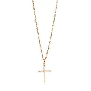 Halskette SPARKLE CROSS, 18 Karat Rosegold vergoldet-LEAF Discount