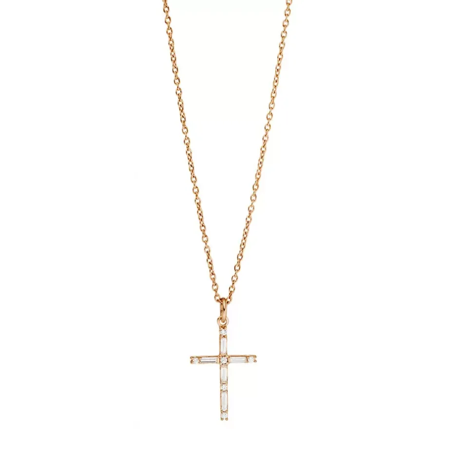 halskette_sparkle_cross___0.webp Halskette SPARKLE CROSS, 18 Karat Rosegold vergoldet-LEAF Discount