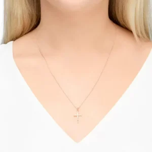 Halskette SPARKLE CROSS, 18 Karat Rosegold vergoldet-LEAF Discount