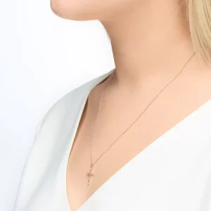 Halskette SPARKLE CROSS, 18 Karat Rosegold vergoldet-LEAF Discount
